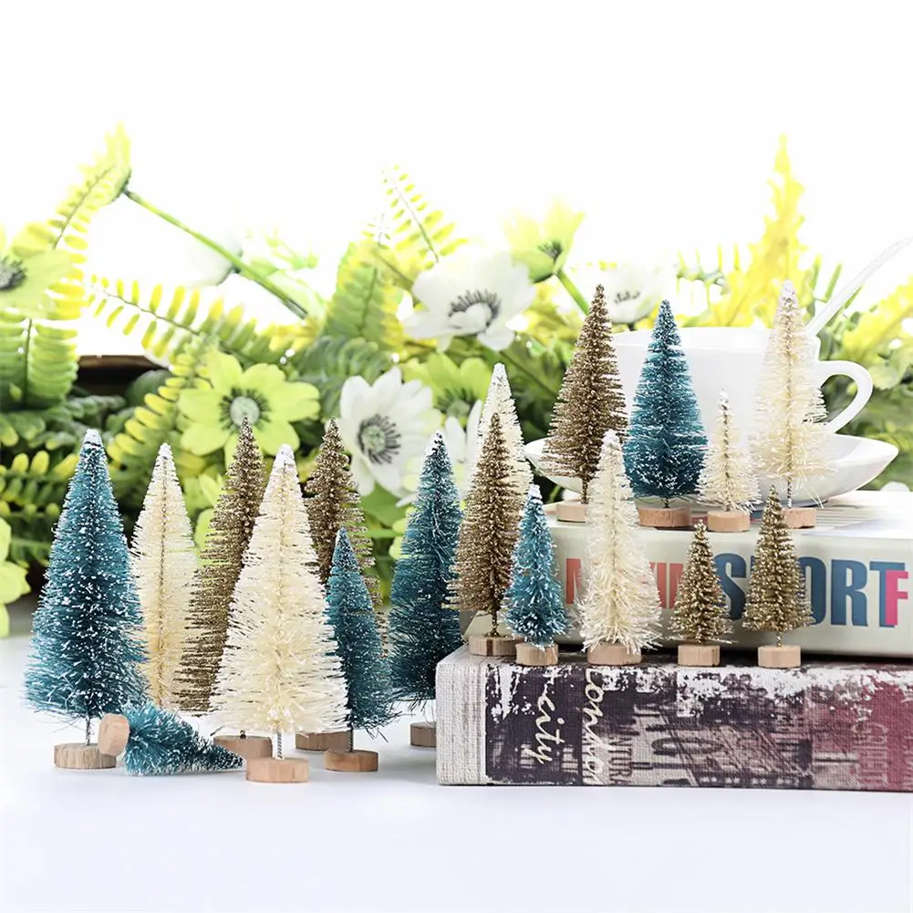 

24/48Pcs set DIY Christmas Tree Small Pine Tree Mini Trees Placed In The Desktop Home Decor Christmas Decoration Kids Gift