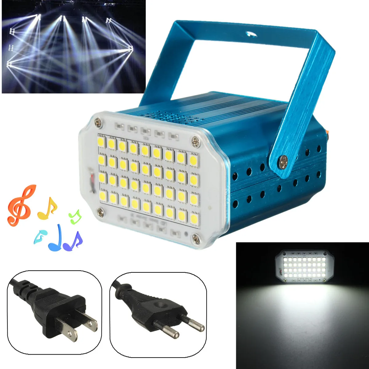 36LED RGB белый стробоскопический светильник s диско DJ вечерние праздничные рождественские музыкальные Клубные звуковые активированные вспышки светильник ing Effect DJ светильник