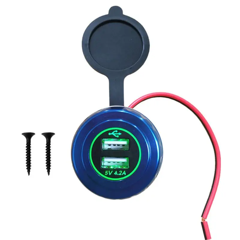 BLG Универсальный DIY Водонепроницаемый двойной Порты USB Зарядное устройство 5 V/2.1A светодиодный Мощность разъем адаптера с кабелем для постоянного тока 12 V-24 V автомобилей транспортных средств лодка - Цвет: BLG