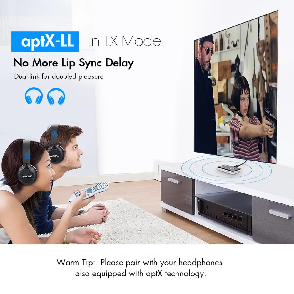 Mpow BH045 2-в-1 Bluetooth 4,1 передатчик и приемник Беспроводной адаптер Поддержка APTX/APTX-LL для Динамик ТВ автомобильного компьютера для дома