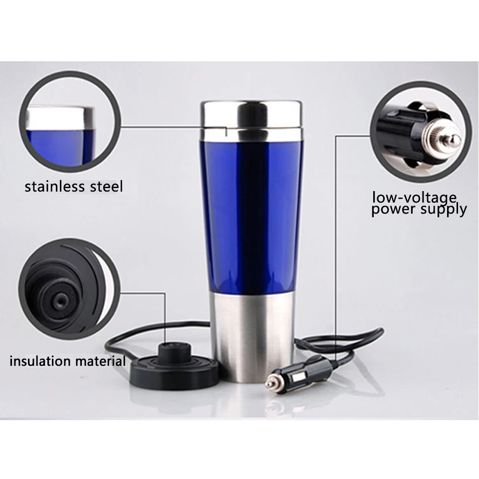 Portable Car Electric Travel Heating Coffee Thermos Cup For Chevrolet Cruze Aveo Opel Insignia Ssangyong kyron rexton Honda - Название цвета: blue