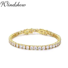 5mm 925 Sterling Silver Gold Color Round CZ Zironia Tennis Bracelets Pulseras Pulseira Bracelete Women Girls Wedding Jewelry