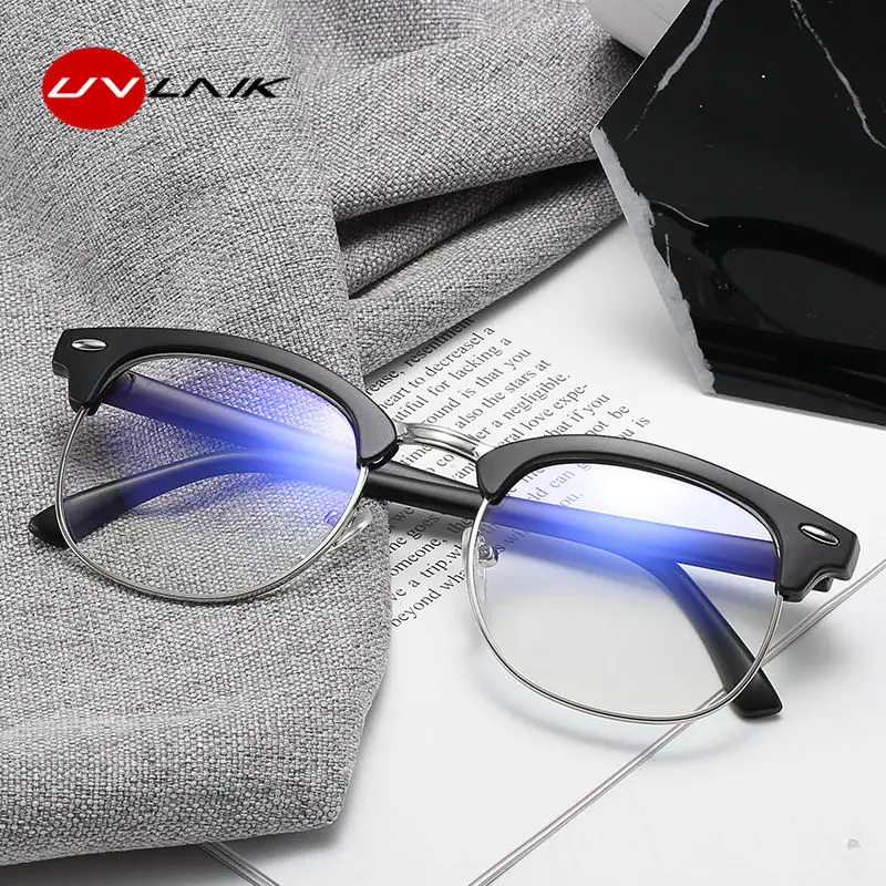 

UVLAIK Metal Falf Frame Short Sighte Glasses Men Women Round Finished Myopia Eyeweaars Near Sightedness Spectacles for Myopia