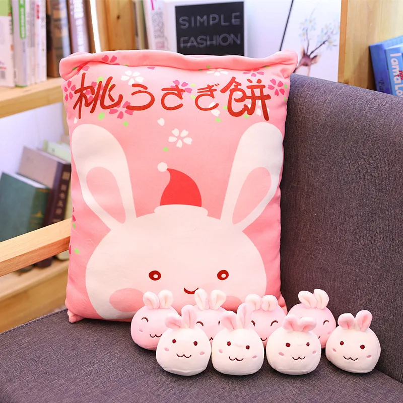8pcs mini yellow duck plush toy in a stuffed Pillow Korea Red Cheek Duck Pudding Snacks in a Cushion Sofa Decor Soft Thow Pillow