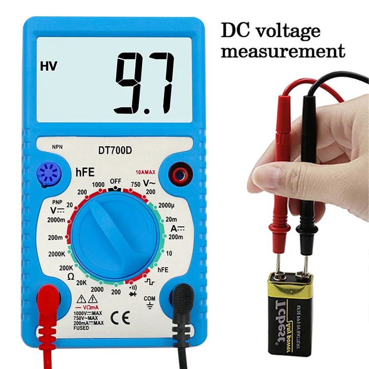 DT700D large screen digital multimeter buzzer overload protection mini square wave output voltmeter tester