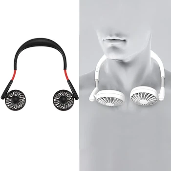 

Upgraded USB Rechargeable 2000MAh Portable Hanging Neck Sports Fan Headphone Design Mini Cooler Wearable Neck Fans