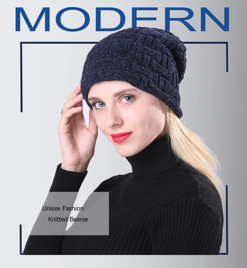 FS модные вязаные Slouchy Beanie Зимние шапки для мужчин толстые и теплые женщин синий черный лыжный кепки Skullies шапочки капот