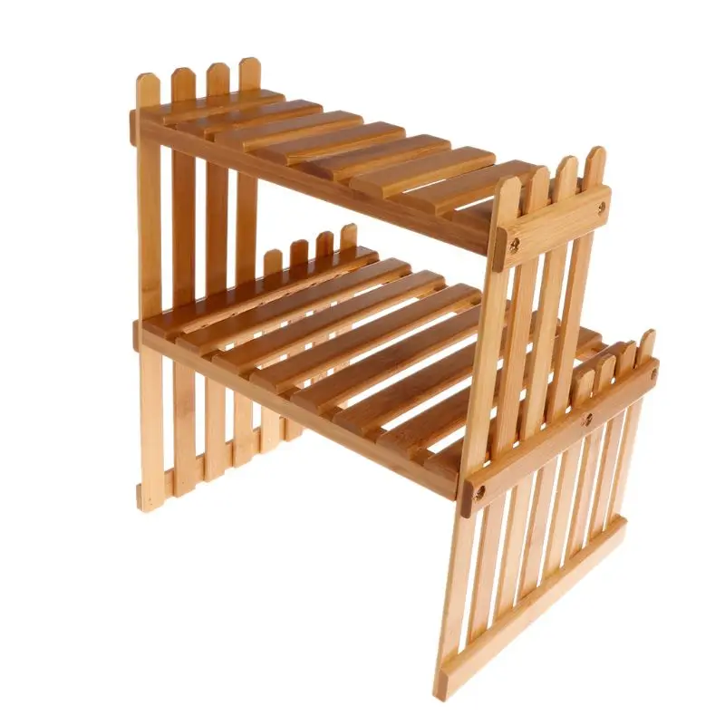 Mini Desktop Nan Bamboo Indoor Office Window Sill Multi-layer Shelf Decoration Balcony Potted Plant Stand 4