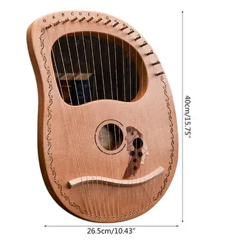 

Mahogany Wood Harp 16 String 16 Tone Harp Portable Lyre Instrument Musical Beginner Tools Christmas Gift