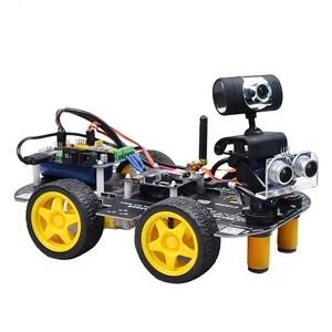 DIY Programmable Robot Wifi Steam Educational Car with Graphic Programming XR BLOCK Linux for Raspberry Pi 4(2G)- US Plug