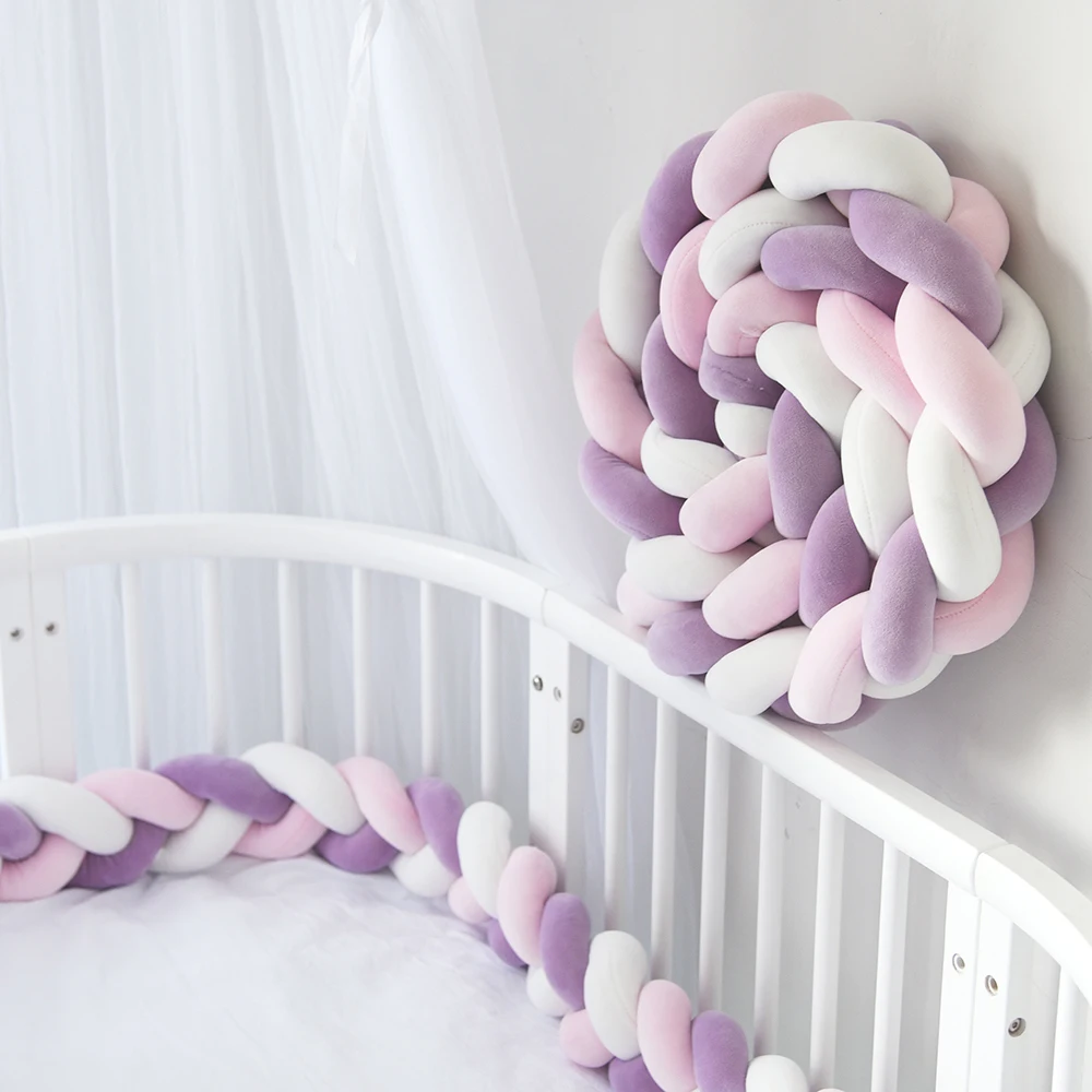 SHUJIN Baby Bumper Bed Braid Knot Pillow Cushion Bumper For Infant Baby Crib Protector Cot Bumper Room Decoration Baby Bedding