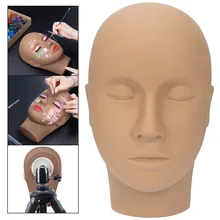 Голова для макияжа с ушками, 10 пар ресниц, резиновая голова для обучения, манекен для наращивания ресниц