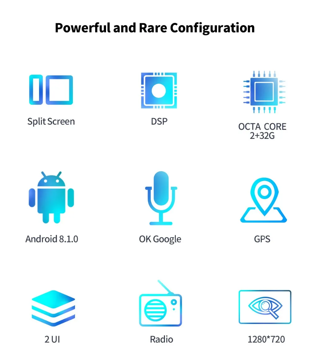 Perfect JOYING android 8.1 car gps navigation radio video stereo 2G universal 1din 10" 8 core 1280*720 multimedia player NO DVD with DSP 1