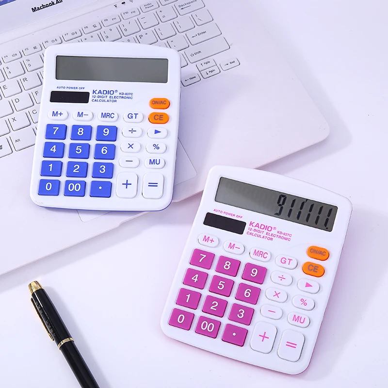 New Colorful Electronic Desktop Calculator with Big Buttons Large Display Office Computer Dual Solar Power Handheld Calculator