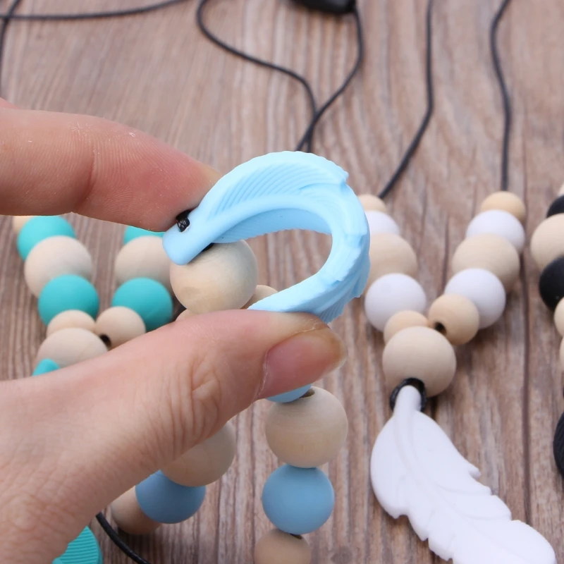 Детские Силиконовые перьевые ювелирные изделия для прорезывания зубов, детские игрушки для кормления