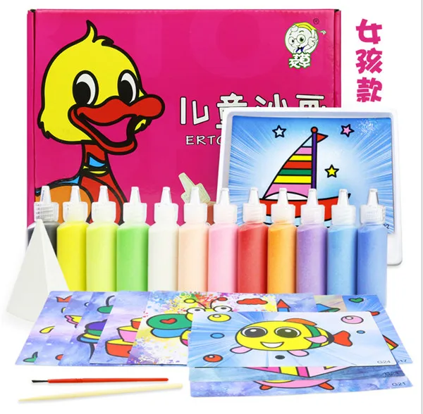Детские игрушки картина из песка игрушка детская рисовальная доска наборы Bubble Art песок ручной работы ремесло - Color: B