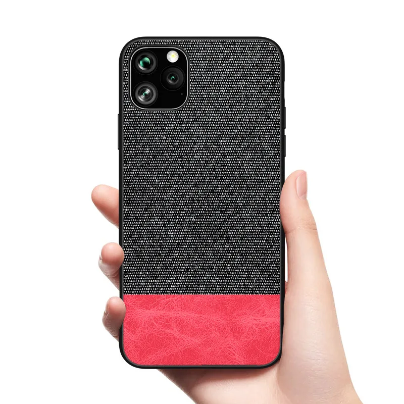 Для iPhone 11 чехол ТПУ Край холст задняя крышка матерчатая ткань для 11Pro Max X XS XR 6 7 8 Plus