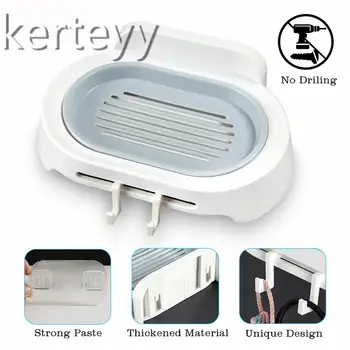 

kerteyy Soap Dish for Shower with Hook High-Grade Double Layer Draining Soap Dish Tray Soap Saver Case for Bathroom