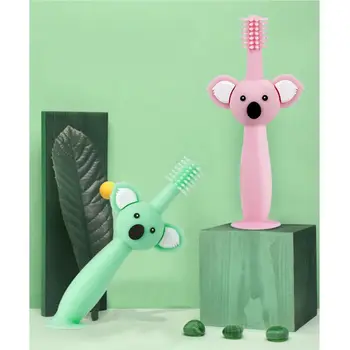 

360°Baby Toothbrush Koala Head Handle Infant Brushing Teeth Training Safe Design Soft Healthy Silicone Toddler Oral Care