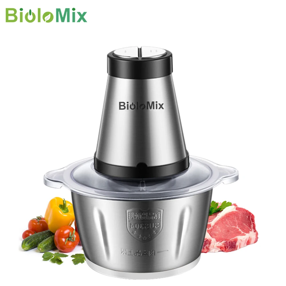 Picadora de carne de acero inoxidable, 2 velocidades, 500W, 2L, gran capacidad, picadora doméstica, procesador de alimentos