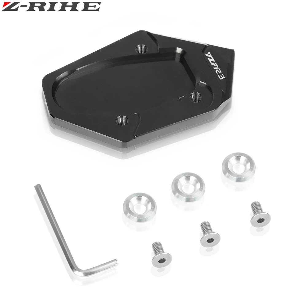 For Yamaha YZF R3 YZF-R3 Motorcycle CNC Aluminum Foot Kickstand Extension Pad Plate Side Stand Enlarger YZF R3 LOGO