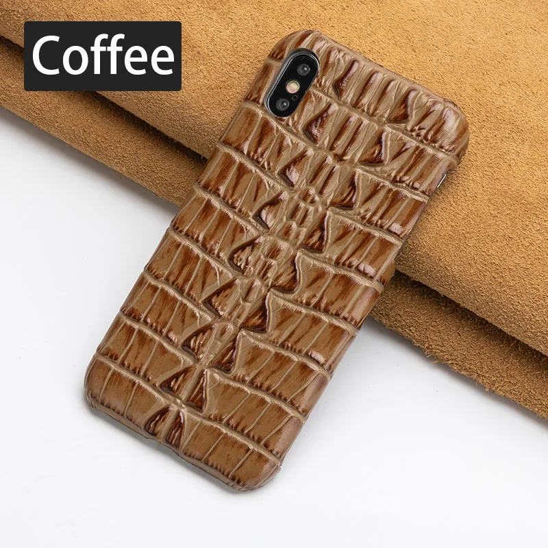 Coffee Tail Роскошный чехол для телефона из воловьей кожи для iPhone Xr 6 6s 7 8 Plus X Xs Max, чехол с текстурой крокодиловой задней панели для 6p 6s p 7p 8p - Цвет: Coffee Tail