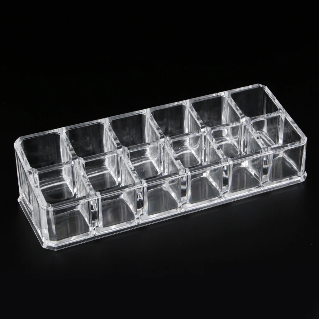

12 Slots Transparent Makeup Lipstick Brushes Bottles Case Display Rack