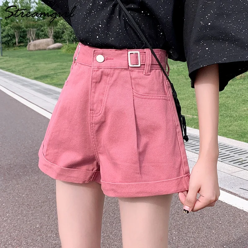 High waisted pink denim shorts Clearance