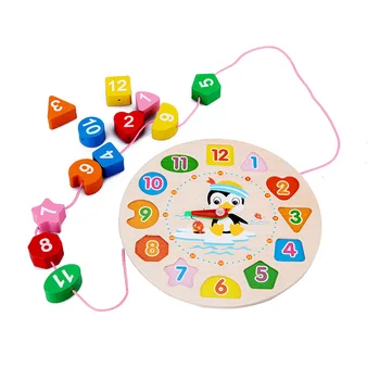 

Alarm clock toy digital shape paired grab board multifunctional early education puzzle bead