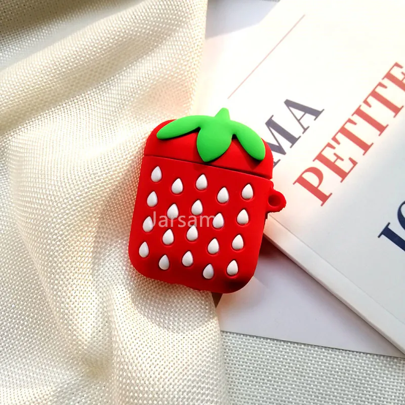 Strawberry Cartoon Cute box Wireless Headset case for Apple Airpods 1 2 Earphone soft Silicone Cover For Airpods Protective Cases - Цвет: Strawberry