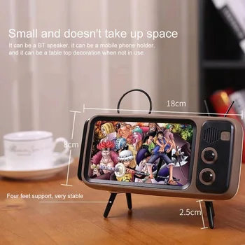 

PTH800 Mini Portable Wireless Retro BT Bluetooth Speaker Music TV Design Mobile Phone Holder Speaker Stereo Outdoor Sound