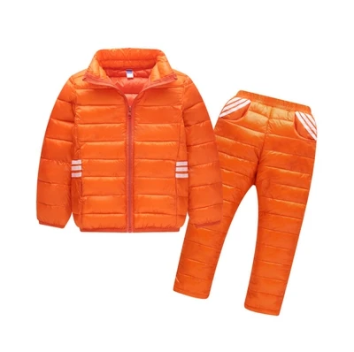 Style 4 Осенне-зимний комплект детской одежды для мальчиков и девочек, хлопковое пальто со стоячим воротником+ штаны, Комбинезоны детская зимняя верхняя одежда черного и оранжевого цвета - Цвет: Style 4