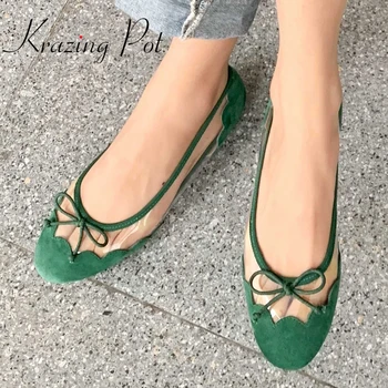 

Krazing pot summer hot kid suede plastic round toe low heels bowtie ruffles sweet girls comfortable superstar recommend shoe L93