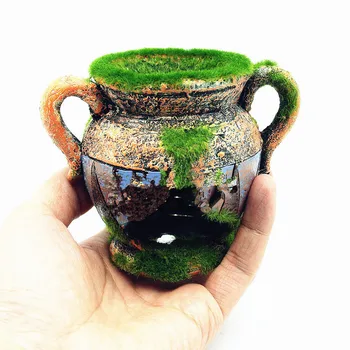 

New Aquarium Fish Tank Decoration Resinfor Fish Shrimp Tank Landscape Ornaments Vase With Moss Aquarium Decoration Accessories