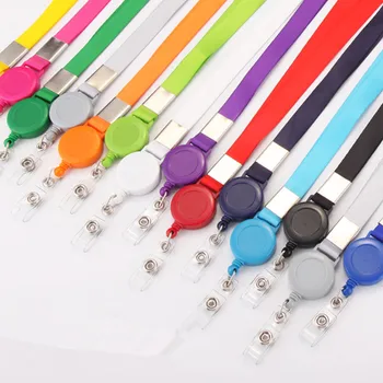 

Hot Sale Variety Colors Retractable Lanyard Neck Strap Badge Holder Credit Card ID Holders Name Card Badge Clip Office Supplies