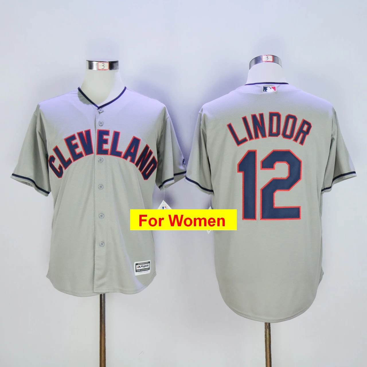 Серый Женщины Кливленд Франсиско Линдор Jim Thome Corey Kluber Jason Kipnis FLEX& Cool base-плеер Джерси - Цвет: Серый