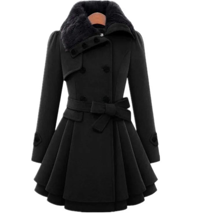 AliExpress,, стиль, Европа и Америка, женское платье, приталенный, средней длины, шерстяной пиджак, двубортный, плотное пальто