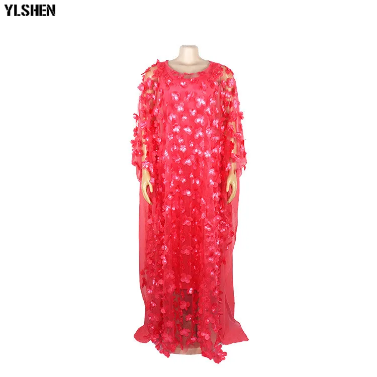 African Dresses for Women 2019 New Style African Clothes Bazin Fashion Lace Floral Boubou Robe Africain Dashiki Party Long Dress 11
