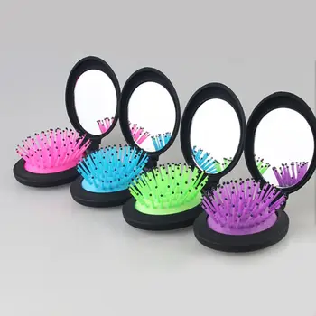 

Massage Folding Ballon Hair Combs Curl Mirror Round Portable Environmental Protection Travel Anti-static Women Girl Brush