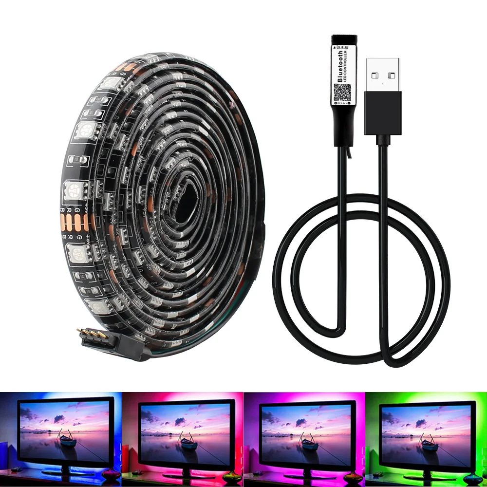 USB Светодиодная лента RGB DC 5050 5 в SMD ТВ ПОДСВЕТКА водостойкий Настольный ПК экран освещение 50 см 1 м USB Wifi Bluetooth контроллер