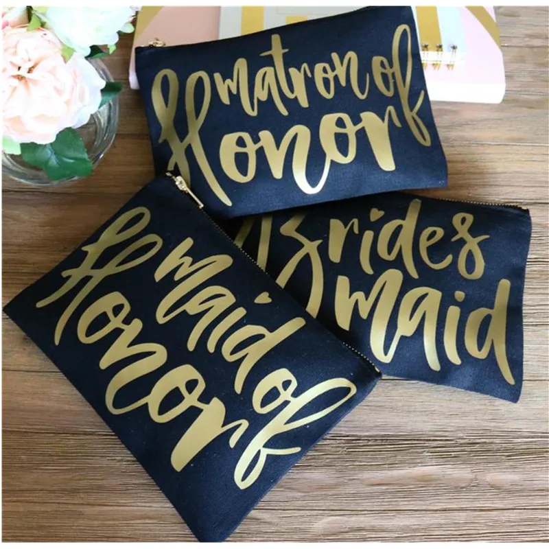 

Maid of Honor Makeup Bag, personalised bride squad Cosmetic Bags, bridesmaid favor Gift, canvas Toiletry Bags for bridal party