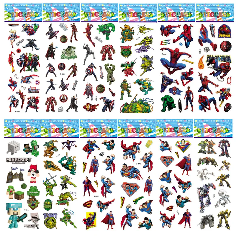 

6 Sheets 27 Style Not repeat Marvel Sticker Spiderman Iron Man VSCO Captain america Avengers 3D Bubble Puffy Children Toys Boy