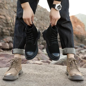 

Winter men coturno casual riding home magnum ANKLE mens leather summer work waterproof western black ankle chelsea man boot MEN