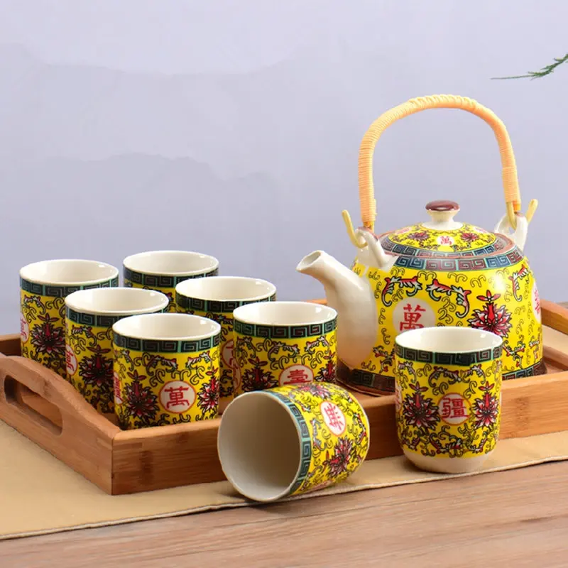 

Ceramic Teapot Container Tea china Porcelain Teapot with Strainer Net High Capacity 900ML set