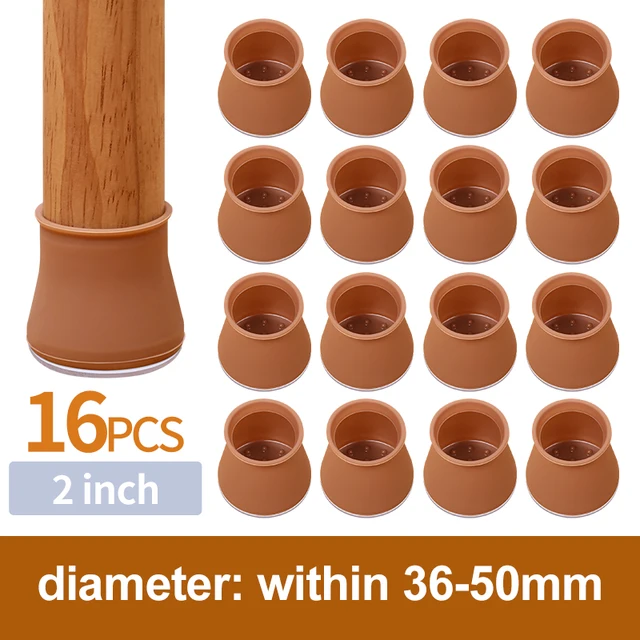 16PCS Silicone Chair Leg Cover Felt Bottom Round Square Furniture Feet Caps Floor Protector Pads for Chair Leg Black Brown White DIA 36-50mm 16PCS
