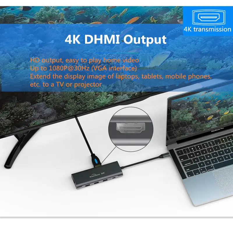  Hub-C USB3.0 hub Ethernet connection Type-C PD for smartphone Huawei Xiaomi MacBook expansion docki