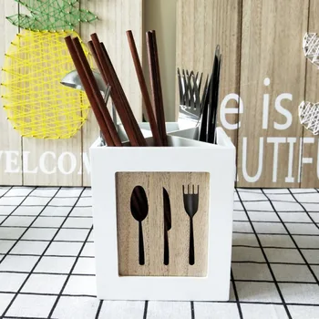 

Wooden Hollow Tablewares Storage Boxes Multi-function Portable Household Kitchen Supplies