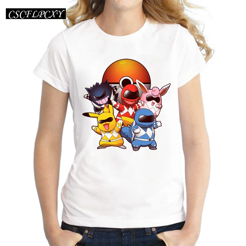 Go женская футболка «Пикачу» Go Pika Rangers Pikato с принтом новинка футболка с коротким рукавом Повседневная футболка