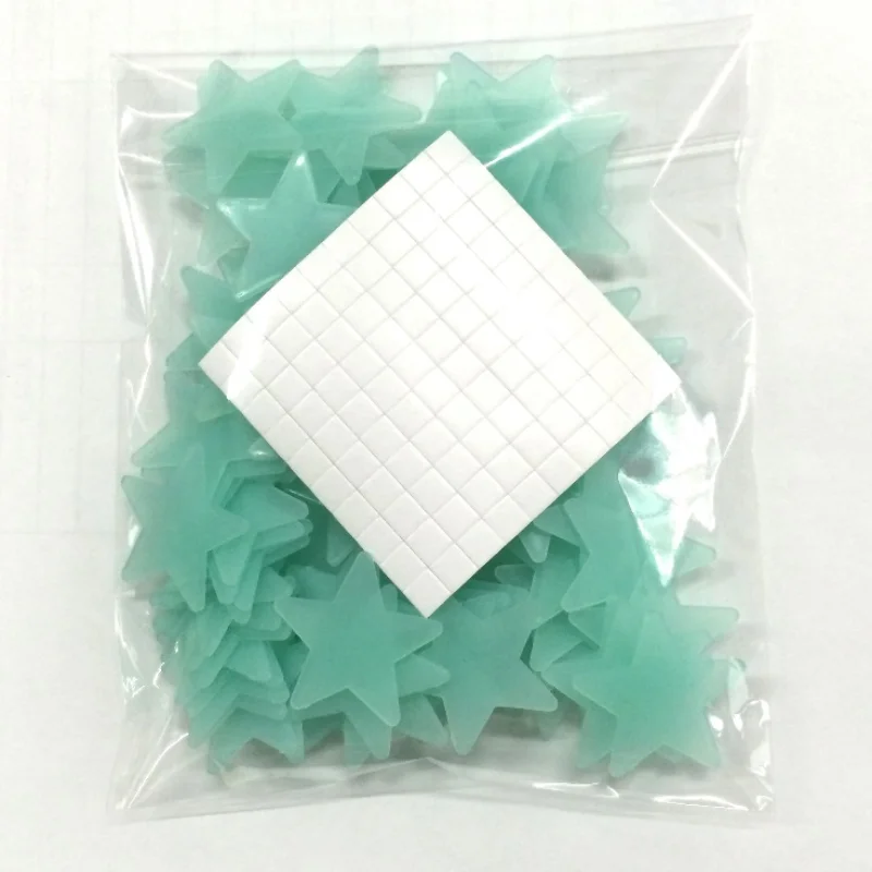 Description Picture 5 of item100pcs 3D Stars Glow In Dark Luminous Fluorescent Plastic Wall Sticker Home Decor Decal Wallpaper Decorative Special Festivel
