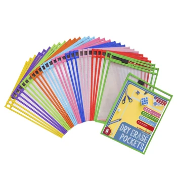 

50x Dry Erase Pockets Pockets Perfect Classroom Organization Reusable Dry Erase Pockets Teaching Supplies